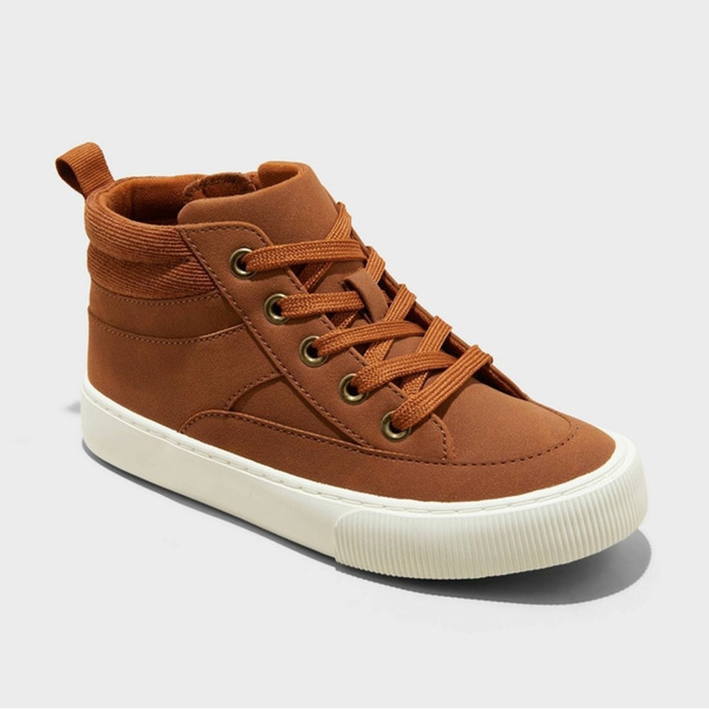 Cat & Jack Kids' Cooper Mid Top Sneakers Boots - Cognac